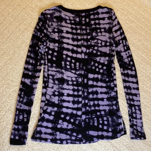 Rock & republic womens shirt tie-dye black purple snap button ribbed XS - Picture 5 of 16
